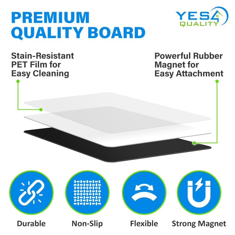 YES4QUALITY Magnetic Dry Erase Whiteboard Calendar for Fridge (16 x 12â€), Refrigerator White Board Sheet w/ 3 Colorful Markers & Eraser, Monthly Meal Planner & Organizer for Family by Yes4Quality - Image 4